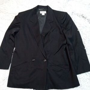 Vintage Woodward Jacket Womens 16 Black Wool‎ Blazer Suit Coat Pockets Japan